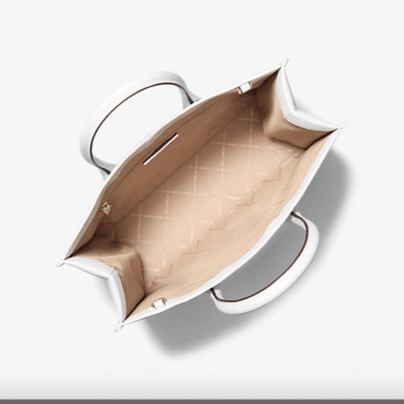 Michael Kors Mirella Medium  Pebble Leather Tote White NWT - Picture 3 of 5